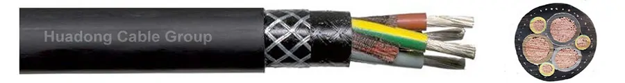 Flexible Trailing Rubber Cable With Composite Fiber Optic Core
